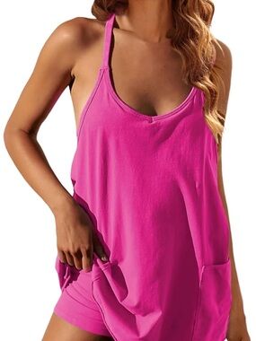Faleave Athletic Tennis Dress Hot Pink Romper
